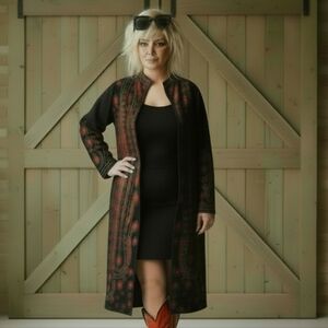 metrostyle Black Jacket with Red Embroidery